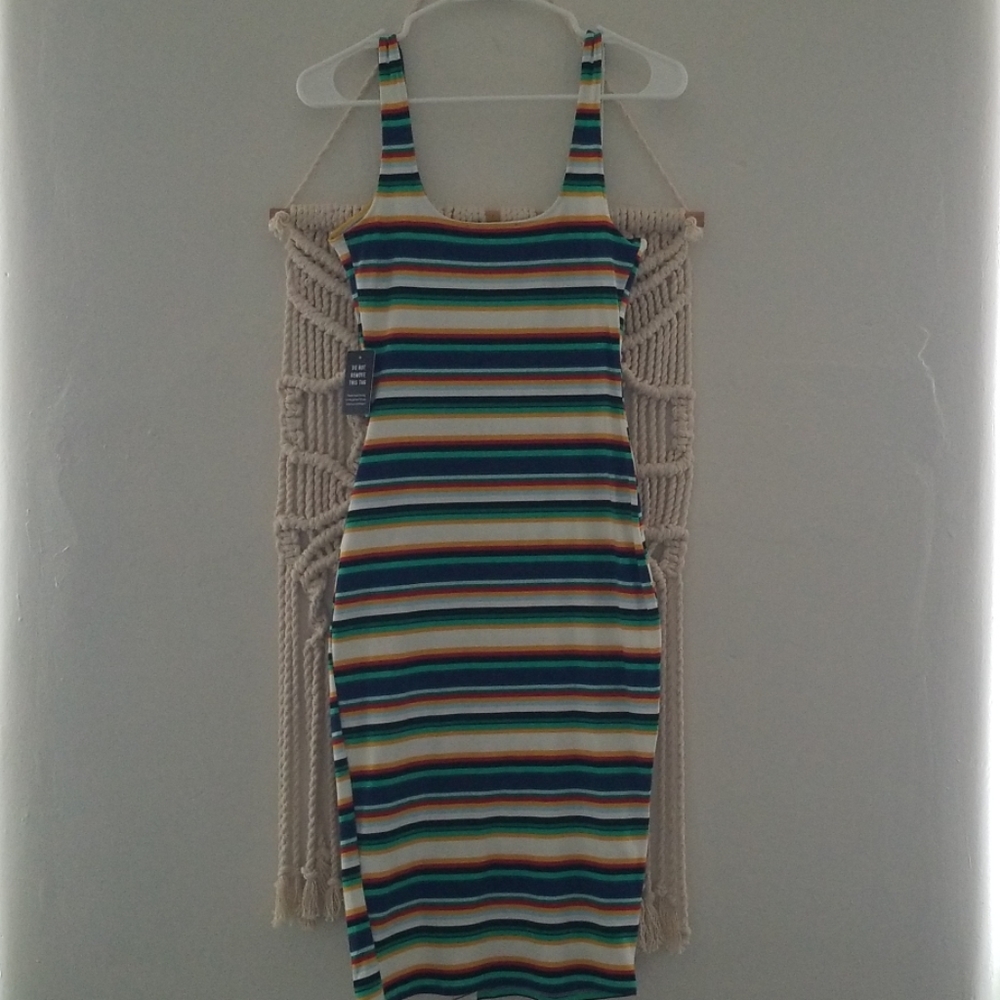 Express Striped Asymmetrical Button Front Midi - Picture 4 of 8